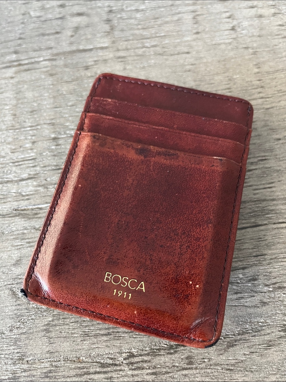 Bosca 1911 Cognac Leather Front Pocket  Wallet
